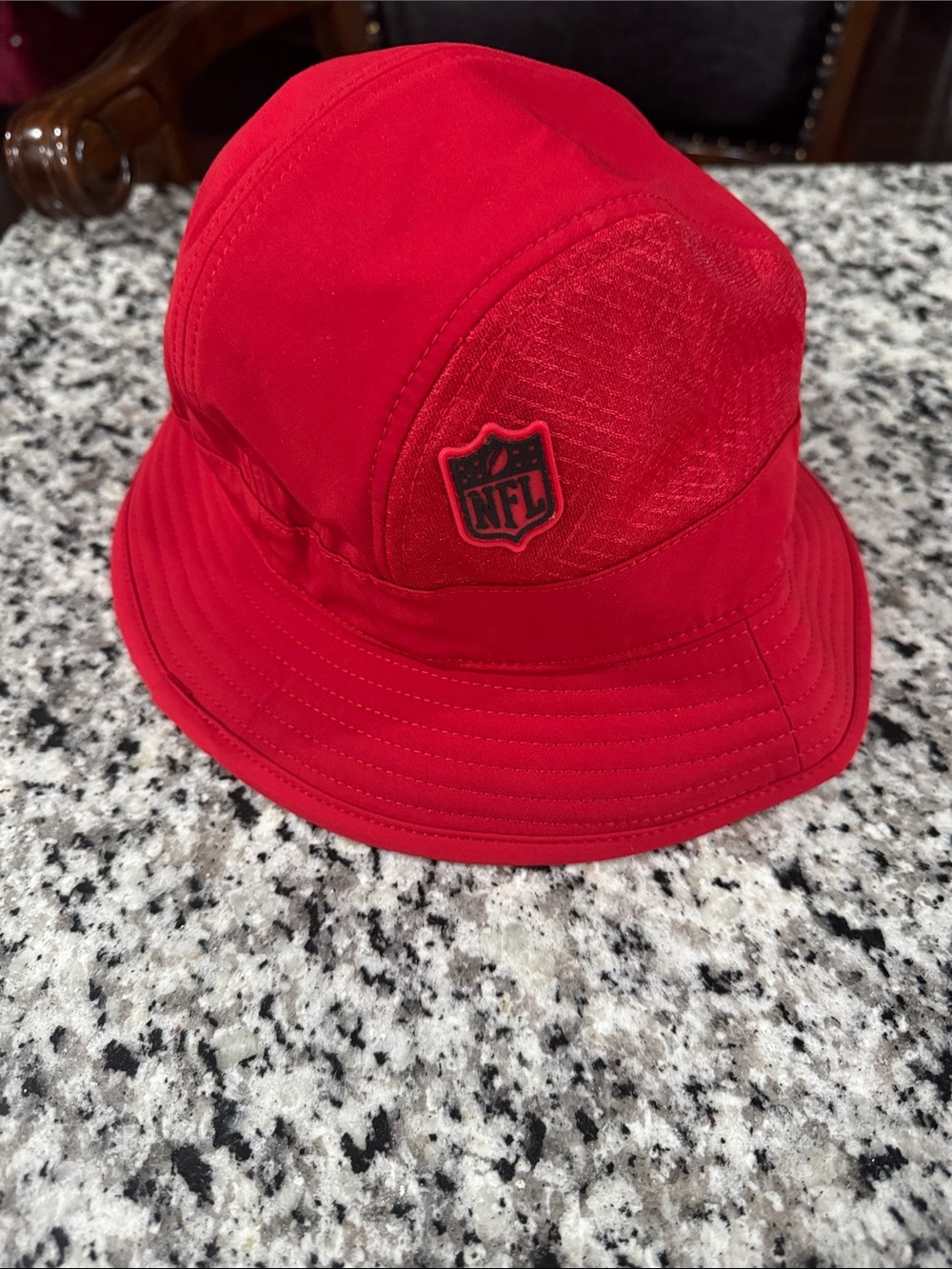 NFL adults Bright Red Bucket Hat with Embroidered Shield